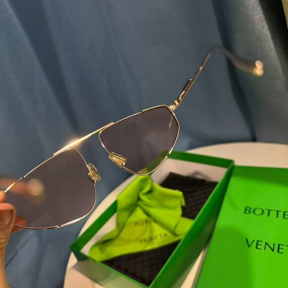 Bottega Veneta BV1466S 005 Aviator Sunglasses Gold Metal Frame 59-19-140 XL main image 9